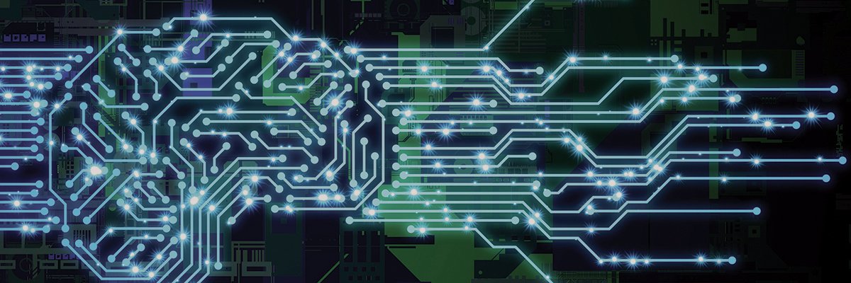 AI (Artificial Intelligence) concept. Human brain and circuit board.